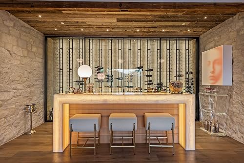 Miniatura 6 de Ultra - Estantes para vino de piso a techo (1 lado, doble profundo, negro, con capacidad para 42 botellas de vino), almacenamiento de vino de metal