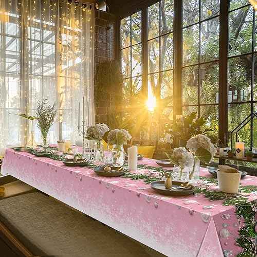 Miniatura 6 de 6 manteles de plástico con diseño de bola de árbol de Navidad, mantel rectangular de invierno con copos de nieve para Navidad, vacaciones, Año