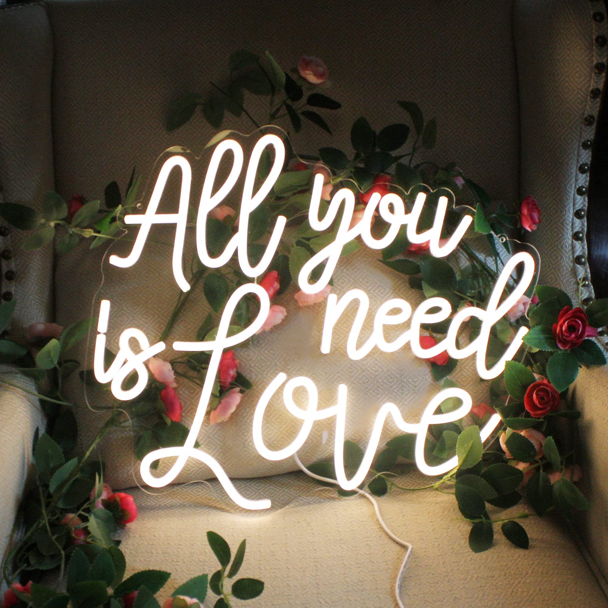 DAKABUKA All you need is love Warm White Neon Sign for Wedding LED Neon Light sign Bedroom Bithday Party Bachelorette Engagement Home Wall Christmas Decorations