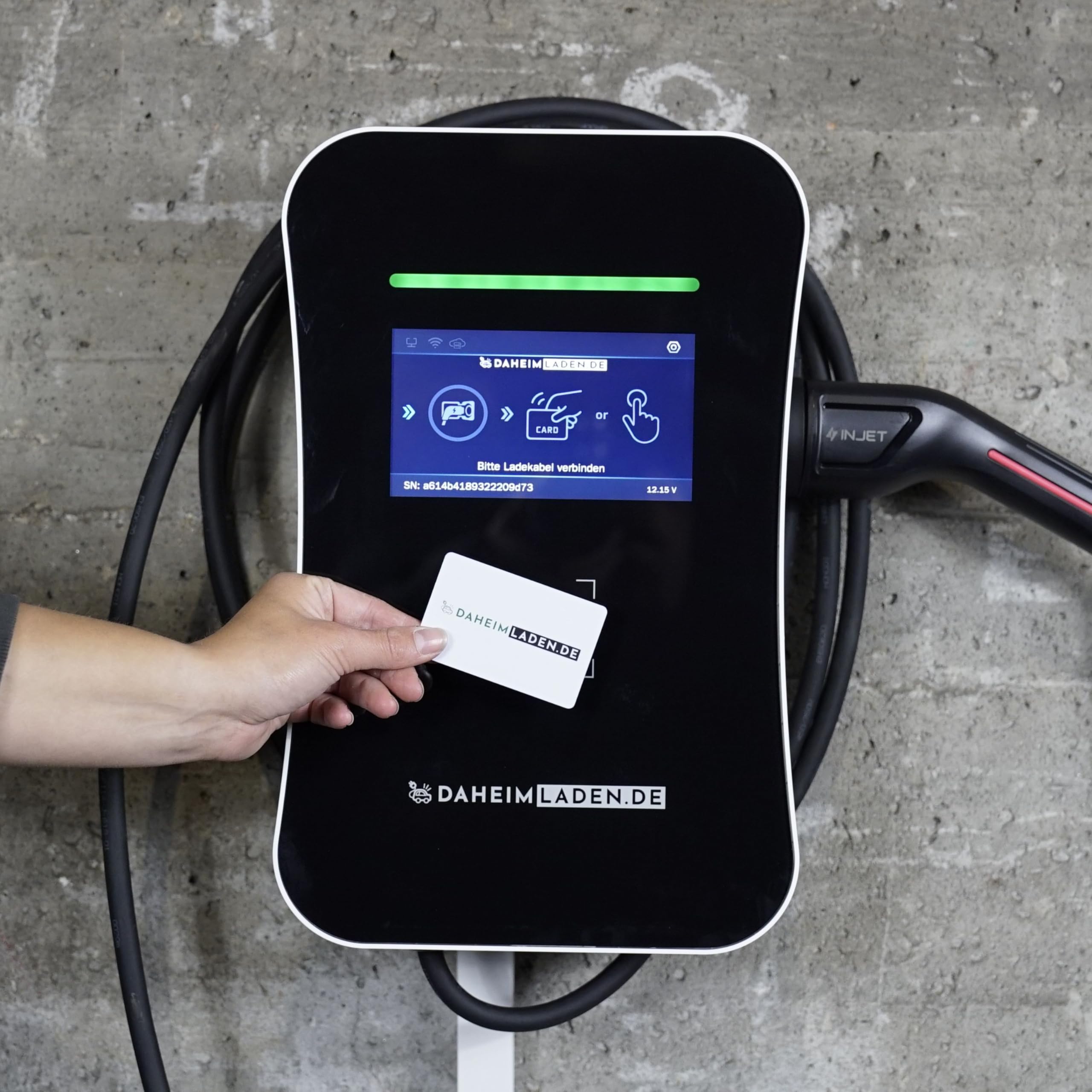 DAHEIM LADEN.DE Touch PRO Wallbox 11kW, mit 7.5m Ladekabel, mit App, MID-Stromzähler, PV-Überschussladen, Lastmanagement, RFID, 14a