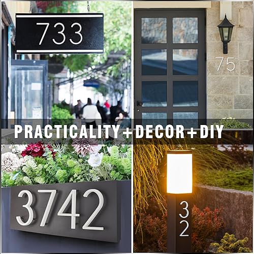 Miniatura 72 de VONDERSO - Letrero de dirección flotante de 5 pulgadas para exteriores de metal negro moderno para patio, calle y buzón, números de dirección Negro 1