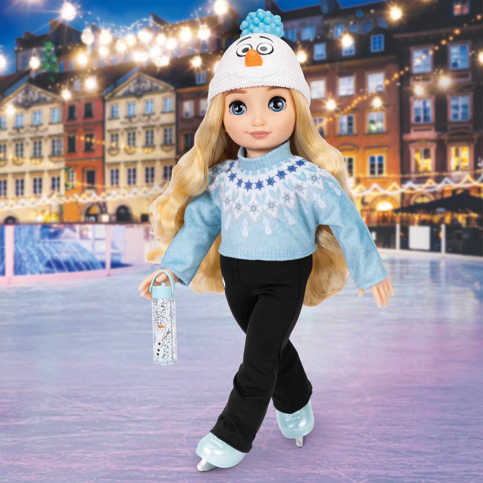 Jakks Pacific Disney ILY 4ever Elsa inspirowana modą lalką z niebieskim swetrem i czarnymi spodniami, 45,7 cm, z akcesoriami zimowymi, dla dziewczynek 6+ lat