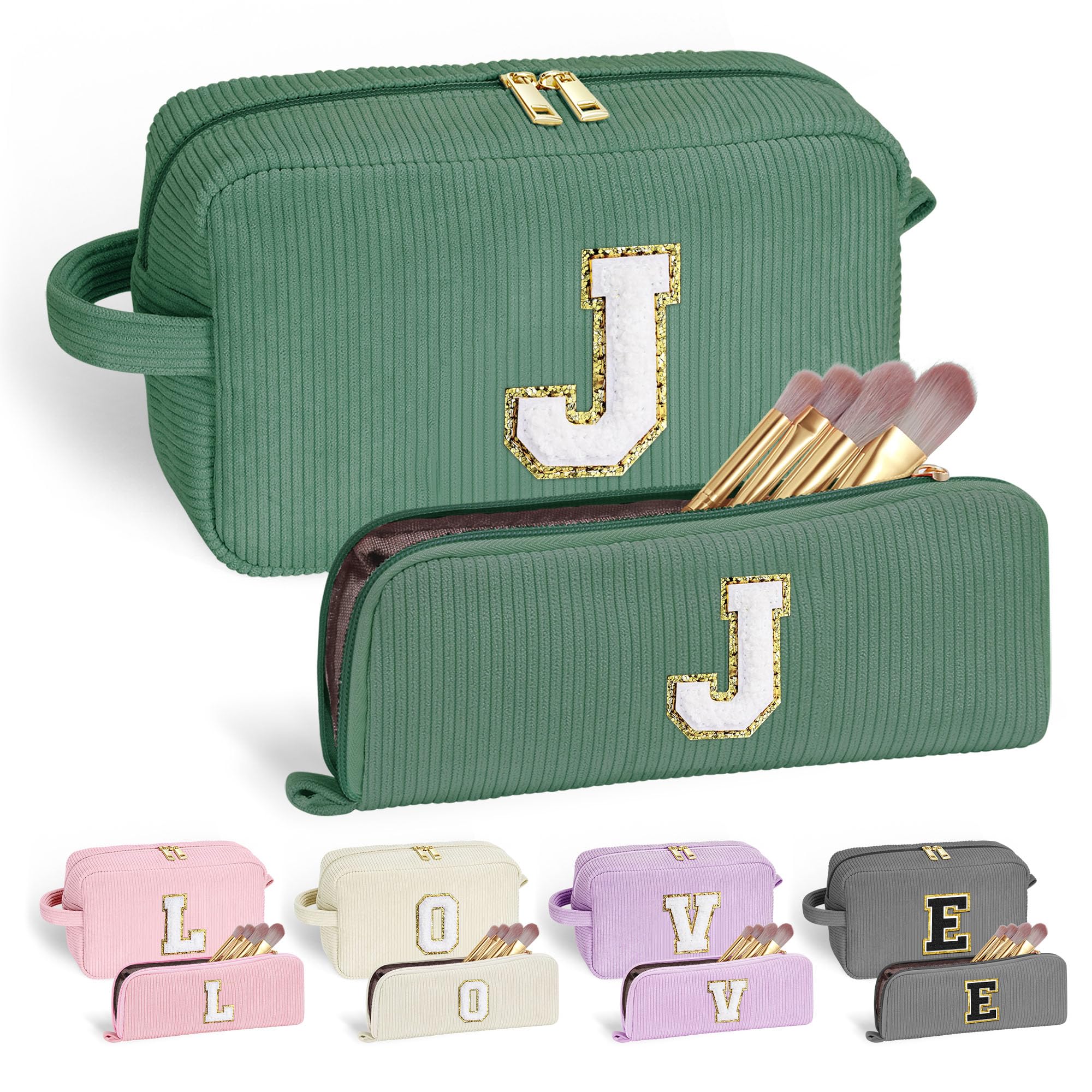 YOOLIFE Initial Travel Makeup Bag Cosmetic Bag - Teen Girl Gifts Trendy Stuff Friend Birthday Gifts for Women Teen Girl Kids