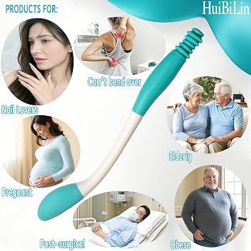 Butt Wiper Tool for Women,15.75in Long Butt Wiper Tool for Women,Men,Two Self-Adhesive Hooks,Drawstring Pocket,No Need to Bend Down,Firm Grip On Tissues(2PCS)