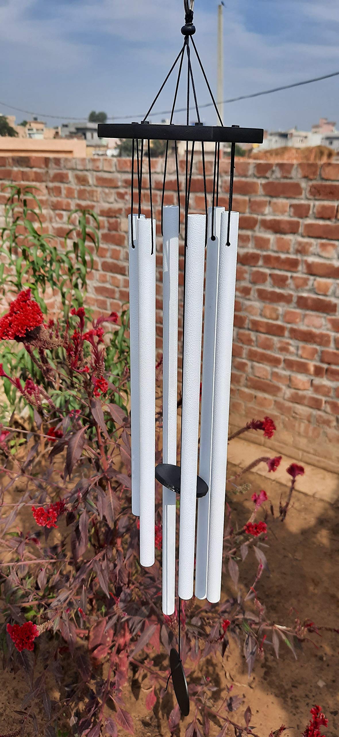 WORLDMART Memorial Wind Chimes Personalized Outdoor Sympathy Wind Chimes Gift Keepsake for Deceased Loved Aluminum Tubes (24" Black & White)