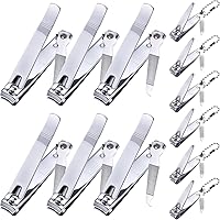 Bememo 12-Pack Stainless Steel Nail Clippers Set: Fingernail & Toenail Clippers with Files for Men & Women, Silver