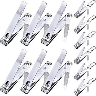 Bememo 12-Pack Stainless Steel Nail Clippers Set: Fingernail & Toenail Clippers with Files for Men & Women, Silver