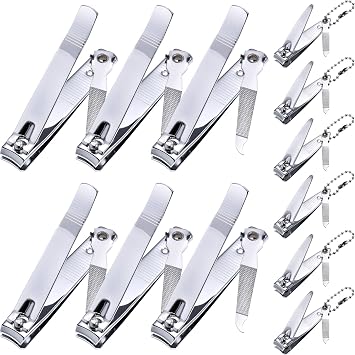 Bememo 12 Pieces Stainless Nail Clippers Set Fingernail and Toenail Clippers Nail Cutter Tool Set for Men and WomenSilver