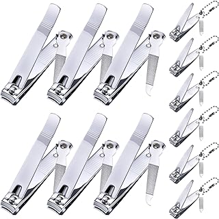Bememo 12 Pieces Stainless Nail Clippers Set Fingernail and Toenail Clippers Nail Cutter Tool Set for Men and Women(Silver)