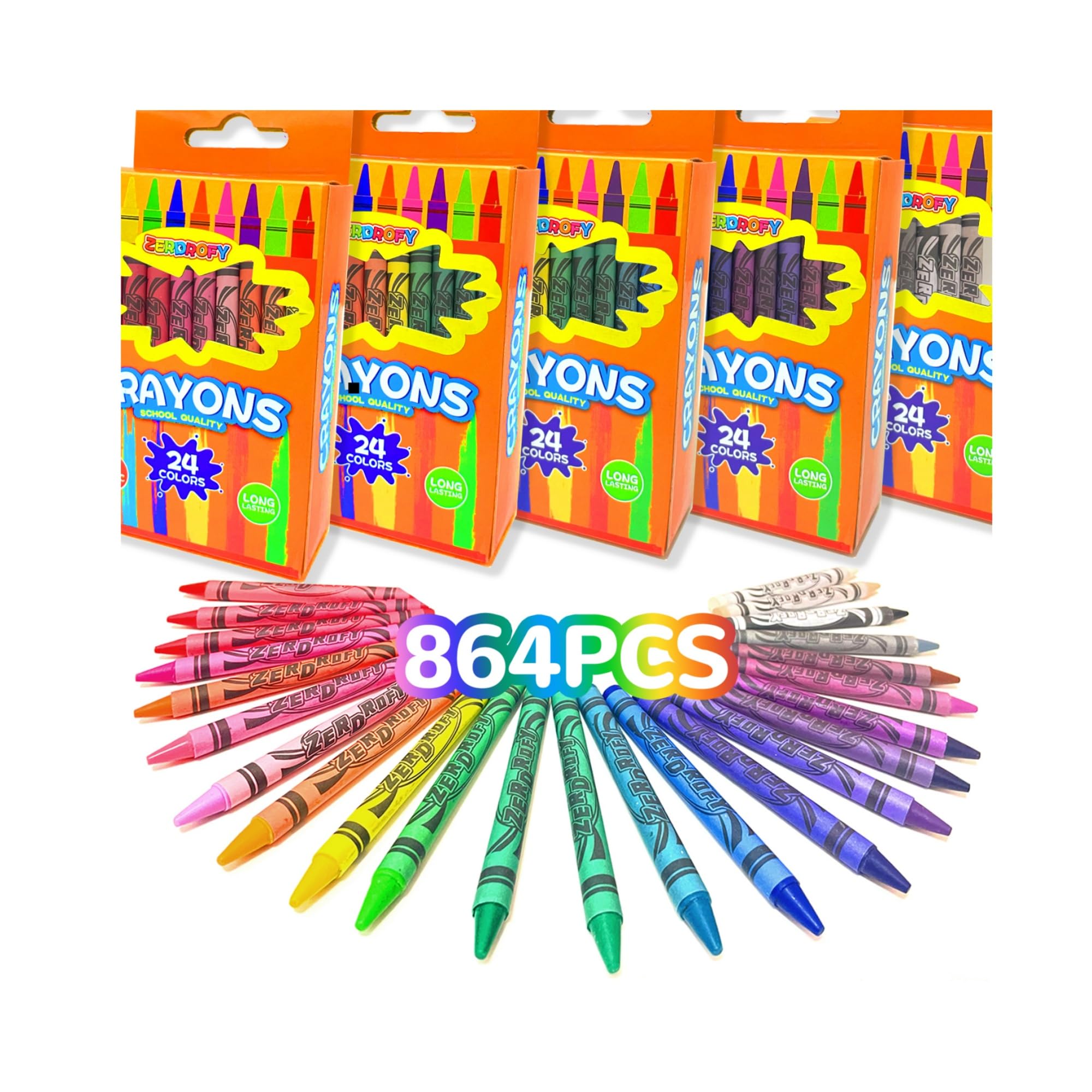 864 Pack Crayons 24 Count Bulk - Coloring Non Toxic Crayon Individual Packs For Kids,Elementary Preschool Kindergarten Back To School Classroom Art Supplies Drawing Kit Gift Set For Boys Girls