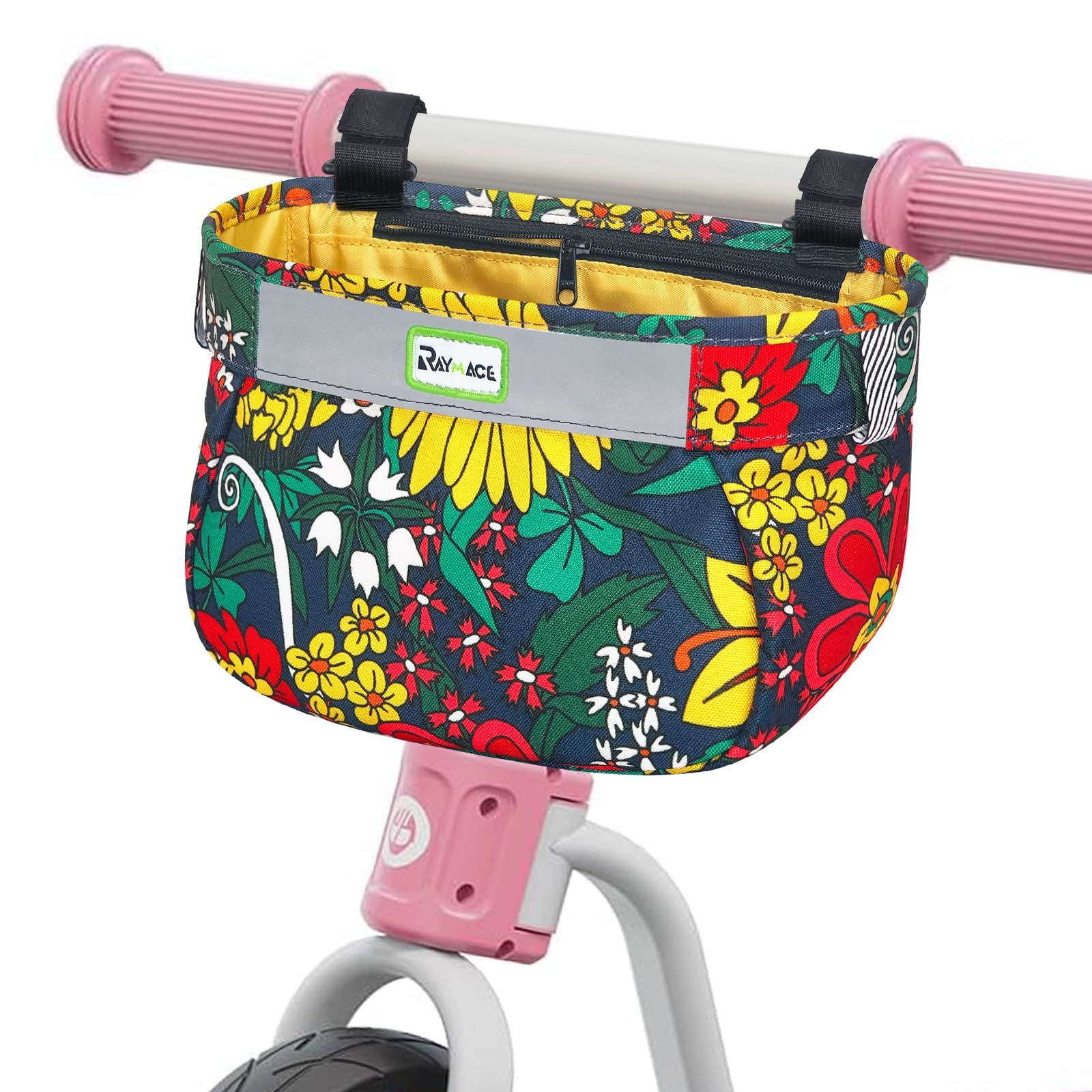 RAYMACE Kids Bike Basket,Children's Bike Basket Front,Waterproof Bicycle Basket Handlebar Bag for Girls,Boys Toddlers Bike or Scooter Accessories