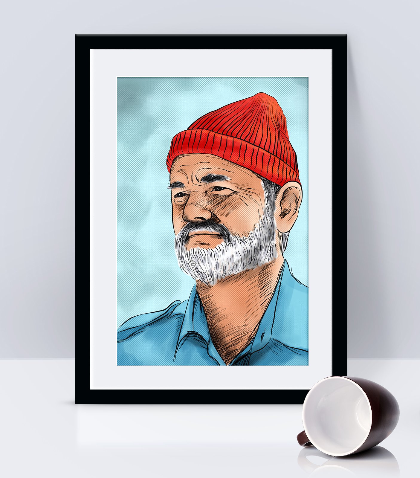 pienosu Steve Zissou print (a4 framed)