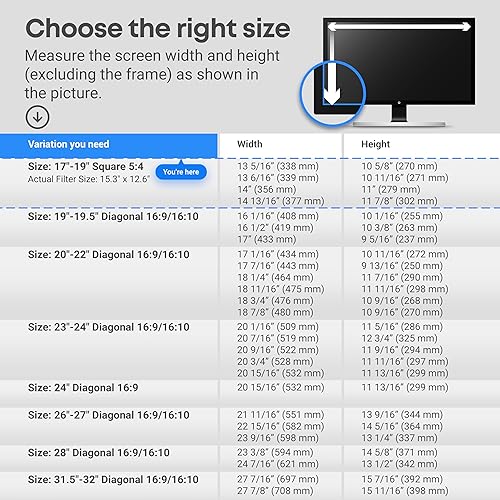Vista 24 de VINTEZ Protector de pantalla de luz azul para monitor de computadora y portátil de 26, 27 pulgadas, película de bloqueo de luz azul anti-UV para PC