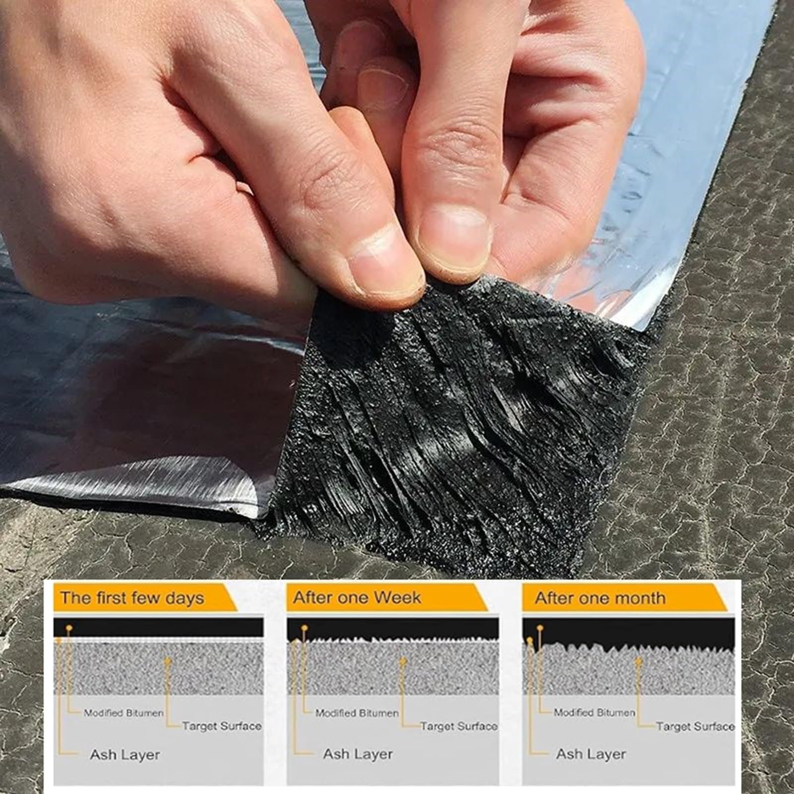 Tela Asfaltica de Aluminio for Aislante Sellador，Fieltro Autoadhesivo for techos de cobertizos,Cinta tapajuntas for techos,reparación de Fugas en entradas de vehículos(THK1.5mm/W1*L3m)