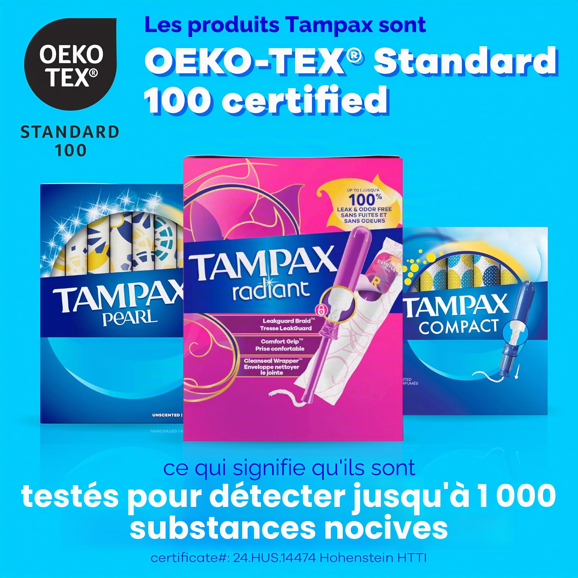 Tampax Pearl Lot de 34 tampons Super/Super Plus/Ultra absorbants avec applicateur en plastique sans BPA et tresse LeakGuard, non parfumés, 34 pièces