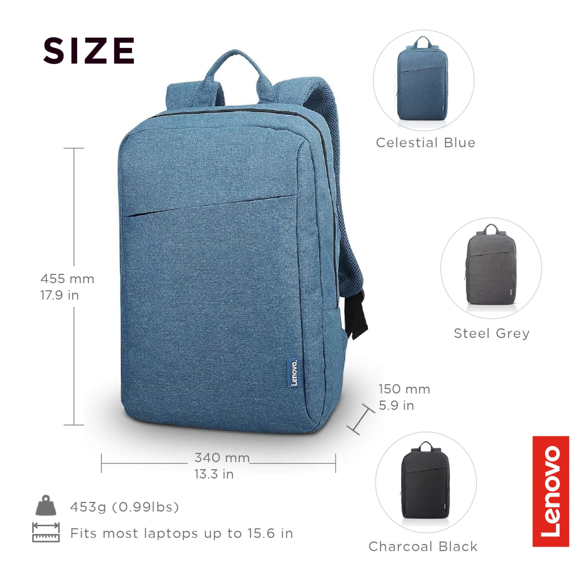 Lenovo Laptop Backpack B210, 15.6-Inch Laptop/Tablet, Durable, Water-Repellent, Lightweight, Clean Design, Sleek for Travel, Business Casual or College, GX40Q17225, Black — Amazon image 18