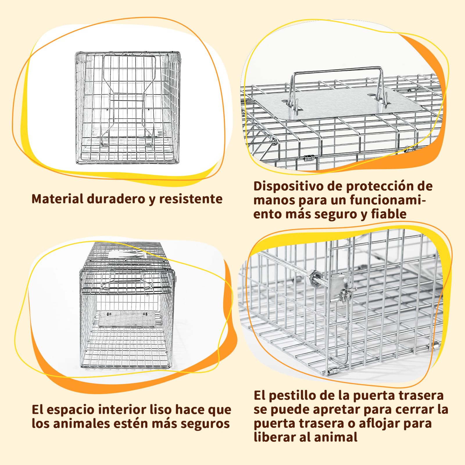 Jaula Plegable para la Captura de Animales Vivos 78×29×30 cm | Jaula de captura humanitaria, adecuada para capturar gatos callejeros, mapaches, ardillas y conejos