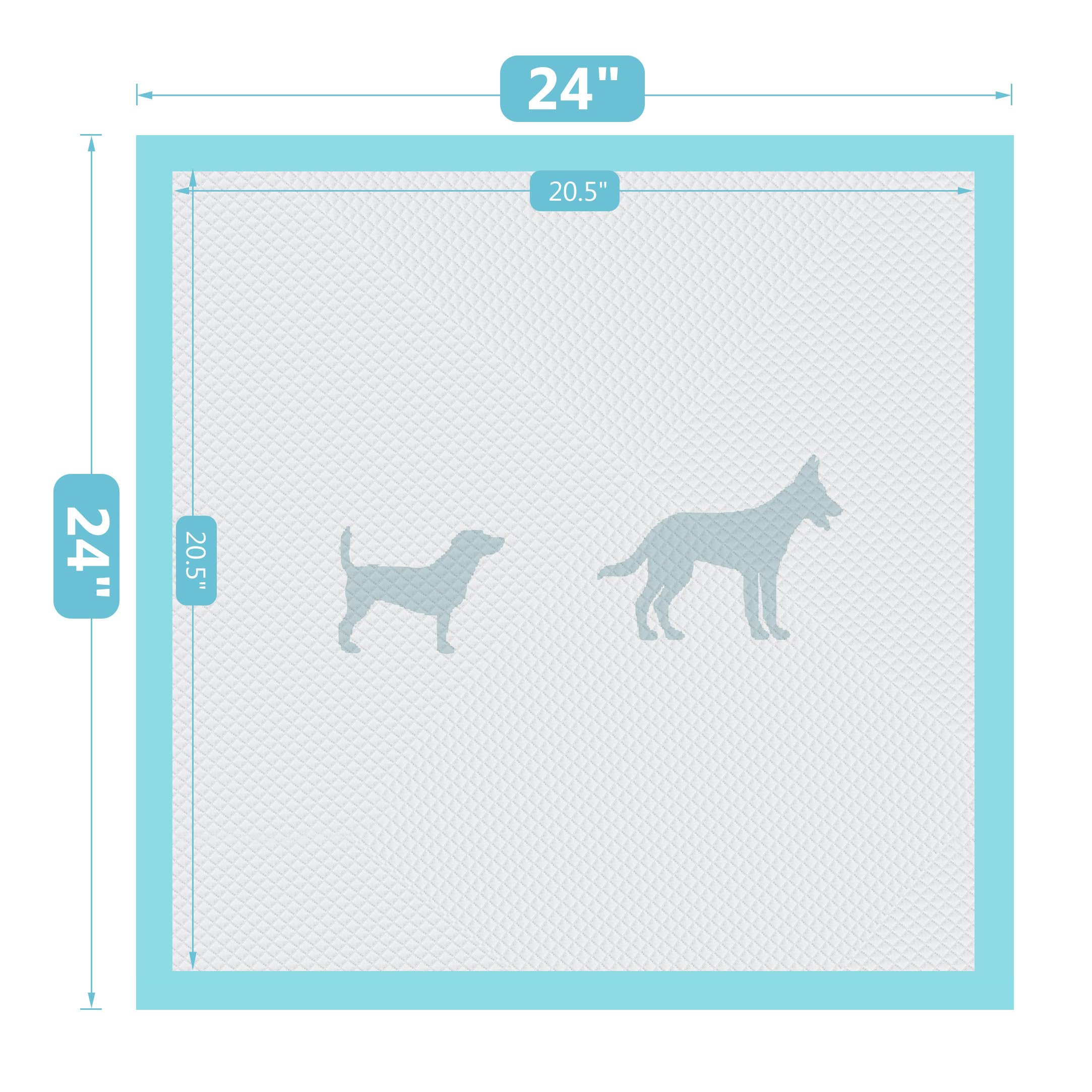 BESTLE Almohadillas Grandes de Entrenamiento para Mascotas y Cachorros para Perros de 24 x 24 Pulgadas, 80 Unidades, súper absorbentes y sin Fugas