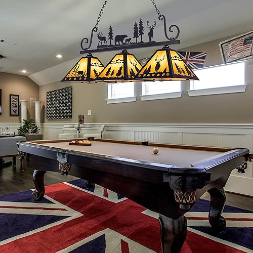 Miniatura 2 de TOCHIC Tiffany - Lámpara de mesa de billar, 3 luces vintage para comedor, cocina, isla de cocina, lámpara de mesa rústica para sala de juegos, sala