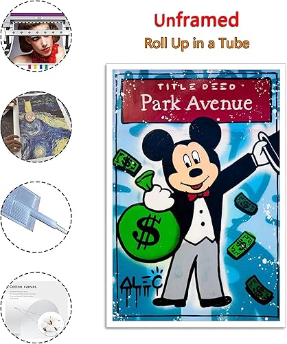 Miniatura 2 de ALEC Monopolys Mickeys Title Deed Park Avenue - Póster de arte en lienzo y arte de pared, póster moderno para decoración de dormitorio familiar, 12
