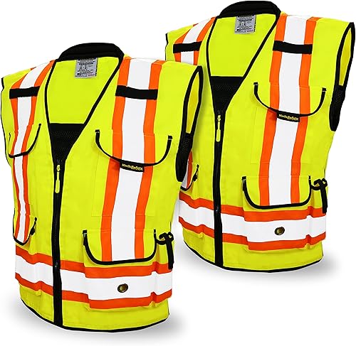 KwikSafety - Charlotte, NC - Chaleco de seguridad Clase 2 de padrino cuello acolchado + bolsillo para tableta ANSI OSHA