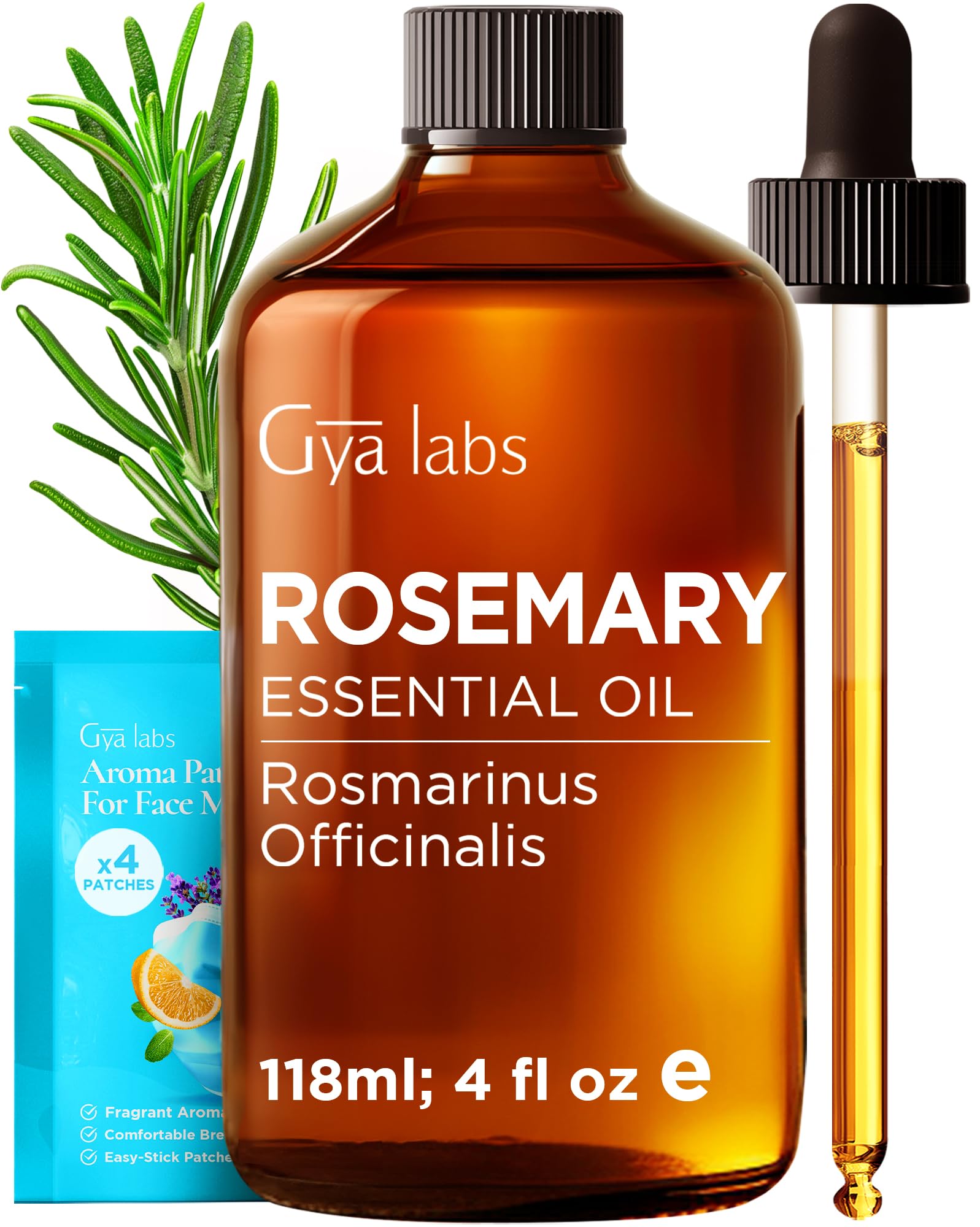 Gya LabsRosemary Essential Oil - 4 Fl Oz - for Hair, Skin, Diffuser, Aromatherapy & DIY Candle Making ScentUSDA OrganicClimatePartner certified