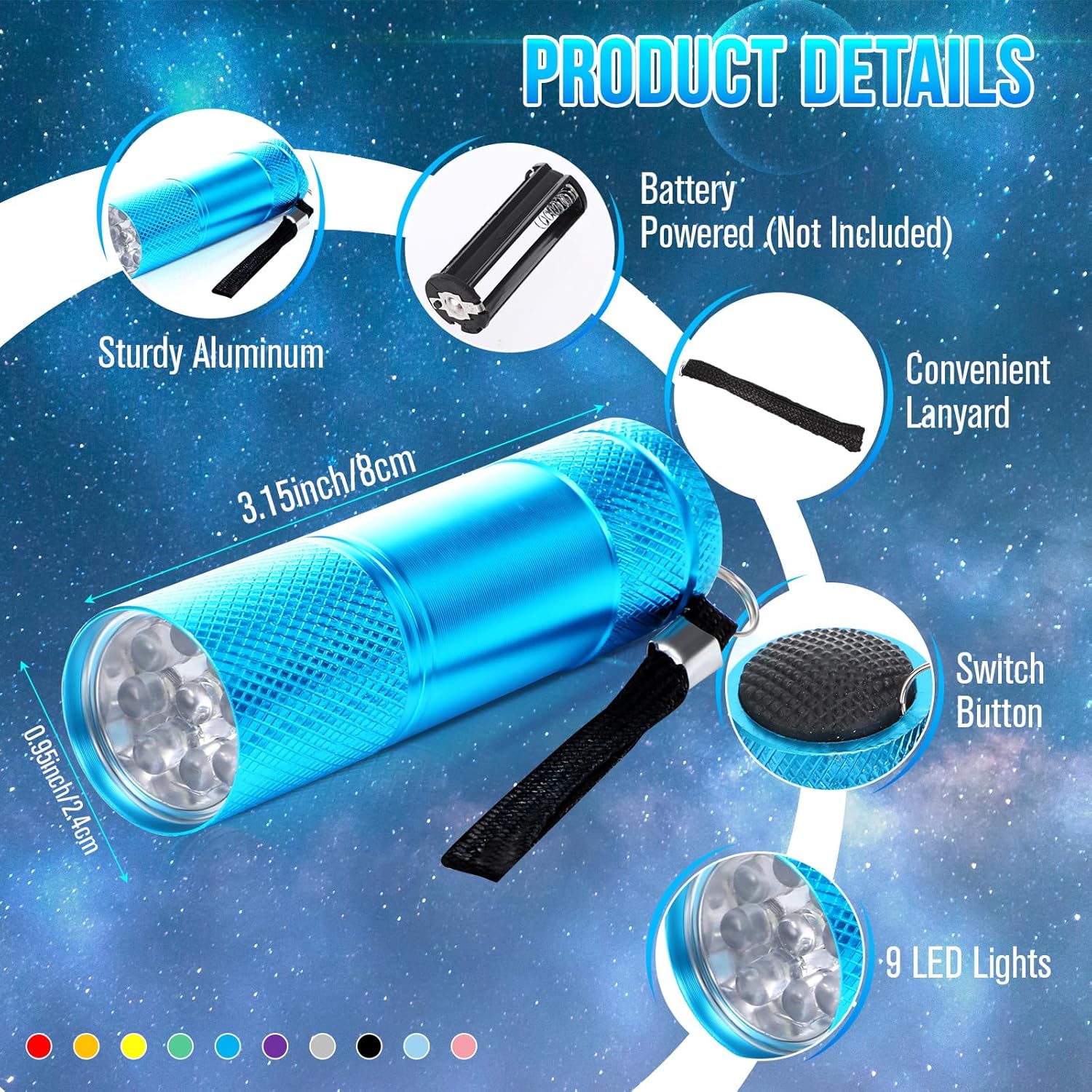 VIHOSE 120 Pcs Mini Flashlights Bulk, Bright Aluminum LED Flashlights Set for Hurricane Supplies, Operation Christmas, Party Favors, Christmas Stocking Stuffers, Homeless Donation Gifts