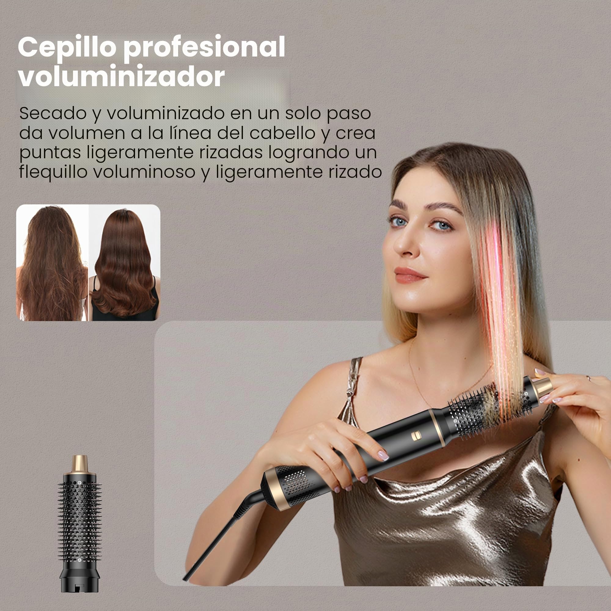 hair dryer brush Secador 5 en 1 Secador Moldeador de Pelo 5 Cabezales Intercambiables 3 Temperaturas moldeador pelo Cepillo Secador Pelo uego de Brochas para Secar el Cabello