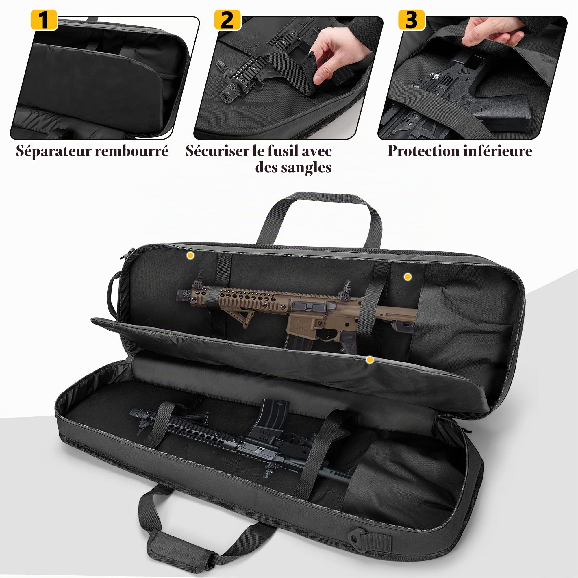 GOBUROS Sac à Dos Tactique pour Fusil Convient aux Fusils de 91 CM