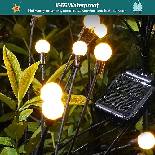 Miniatura 3 de Luces solares exteriores para jardín, paquete de 2 luces solares mejoradas de 8 luces LED para exteriores, impermeables, luces solares decorativas
