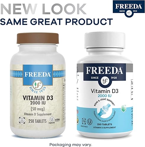 Miniatura 8 de FREEDA Vitamina D3-2000 UI  Vitamina D de alta potencia para la fuerza ósea y apoyo inmunológico  Tabletas fáciles de tragar  100 tabletas pequeñas