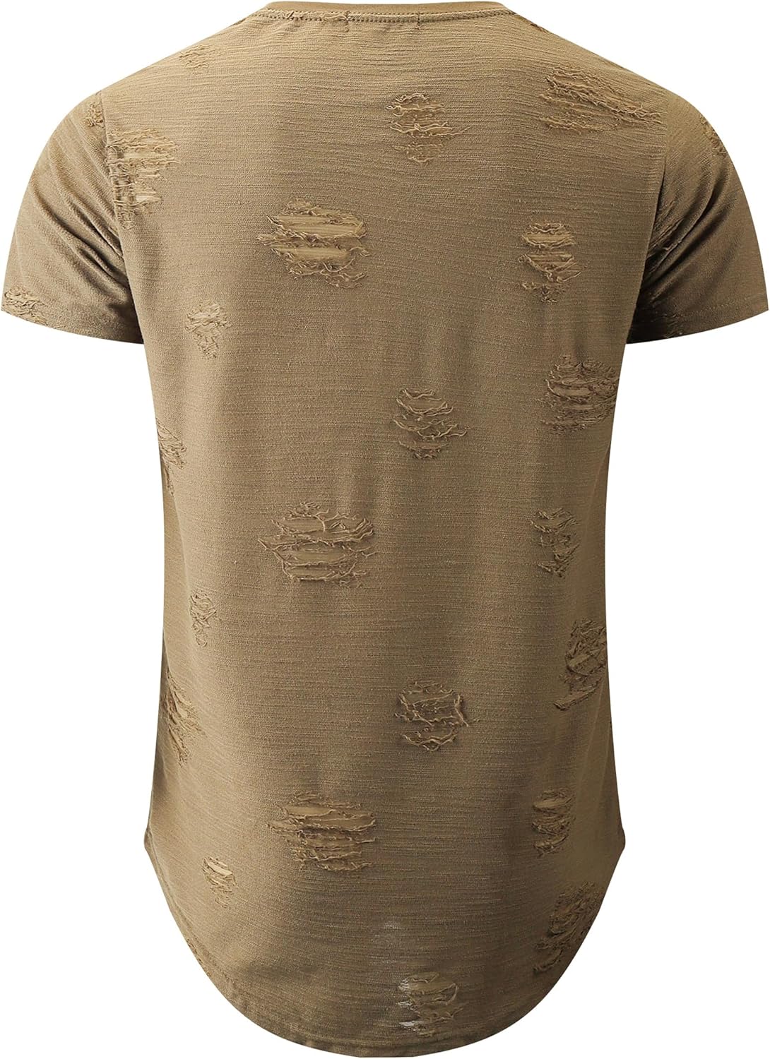 KLIEGOU Men's Slub Cotton Longline T-Shirt | 100% Textured Cotton Tee | Curved Hem | Crew Neck Casual Shirt | Pre-Shrunk - Image 3