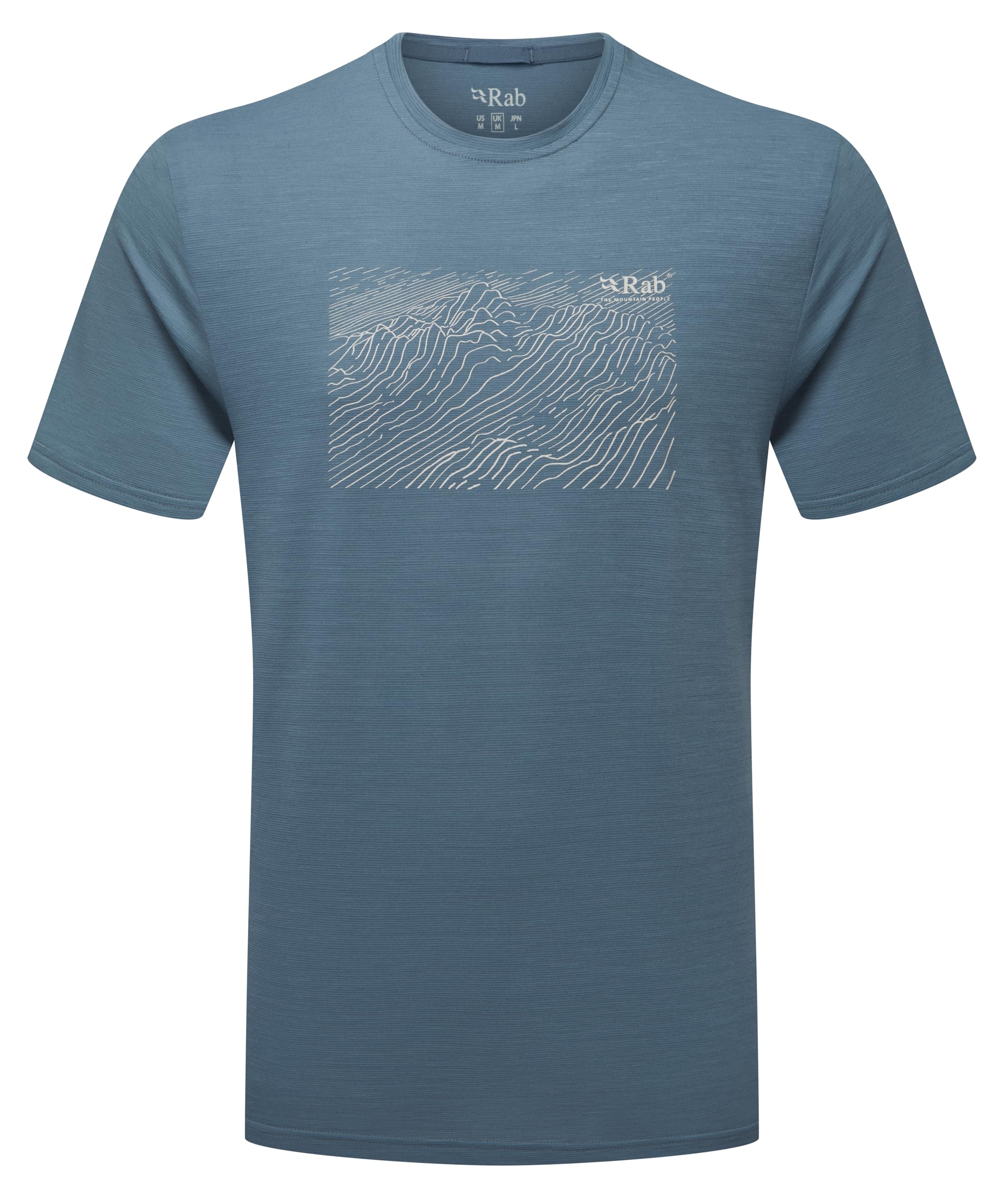 Rab Men's Orion Blue Syncrino Ridge Tee Shirt - Short-Sleeve Merino Wool T-Shirt For Skiing, Hiking, & Climbing - Small