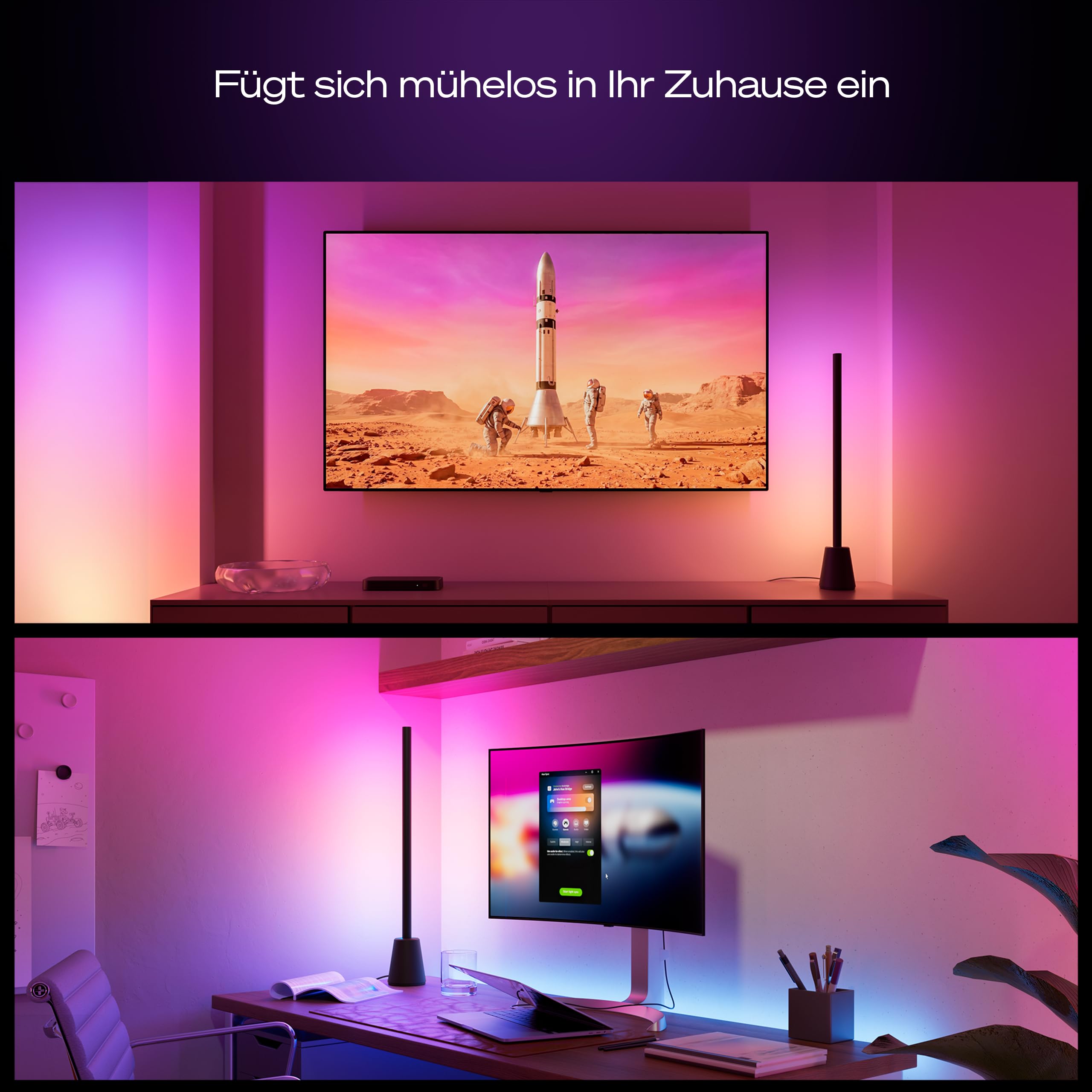 Philips Hue Play Tischleuchte, RGBWWIC LED, 60cm, Mehrfarbige Farbverläufe, Smart Lighting, Alexa, Google Home, Apple Home, TV-Synchronisation erfordert Hue Bridge und Sync Box (separat erhältlich)