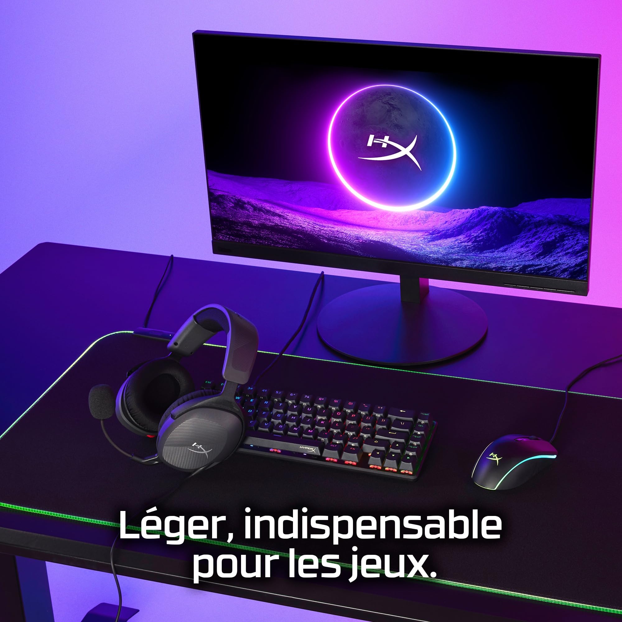 HyperX Cloud Stinger 2 Core Casque de Jeu PC léger avec Microphone Rotatif pour Couper Le Souffle, avec Son DTS Headphone:X Spatial Audio, Pilotes 40 mm