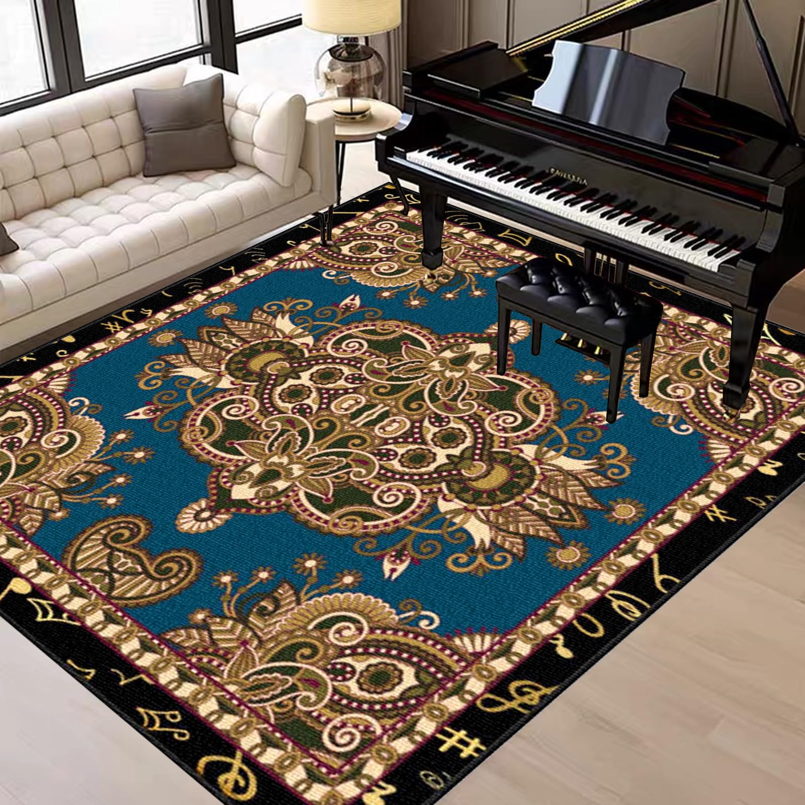 Klavierteppich Schallschutz Teppich, Schlagzeugteppich, rutschfest Schalldicht Drum Teppich Matte Innen und Außen Klavier Teppich Bodenschutzmatte Antivibrationsmatte für Schalldämmung 170 x 140 cm