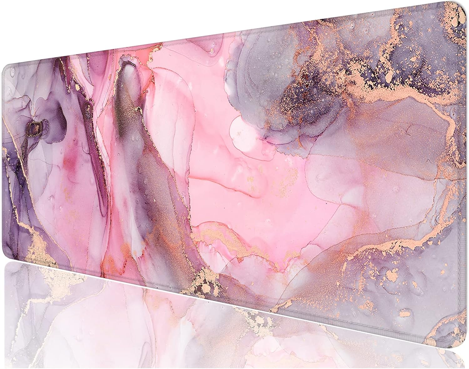Desk Mat, 32" x 12" XXL Extended Large Gaming Mouse Pad, Desktop Decor Desk Pad, Cute Men Women Office Supplies and Accessories, XL Mouse Mat for Laptop & Keyboard, Red Pink Marble