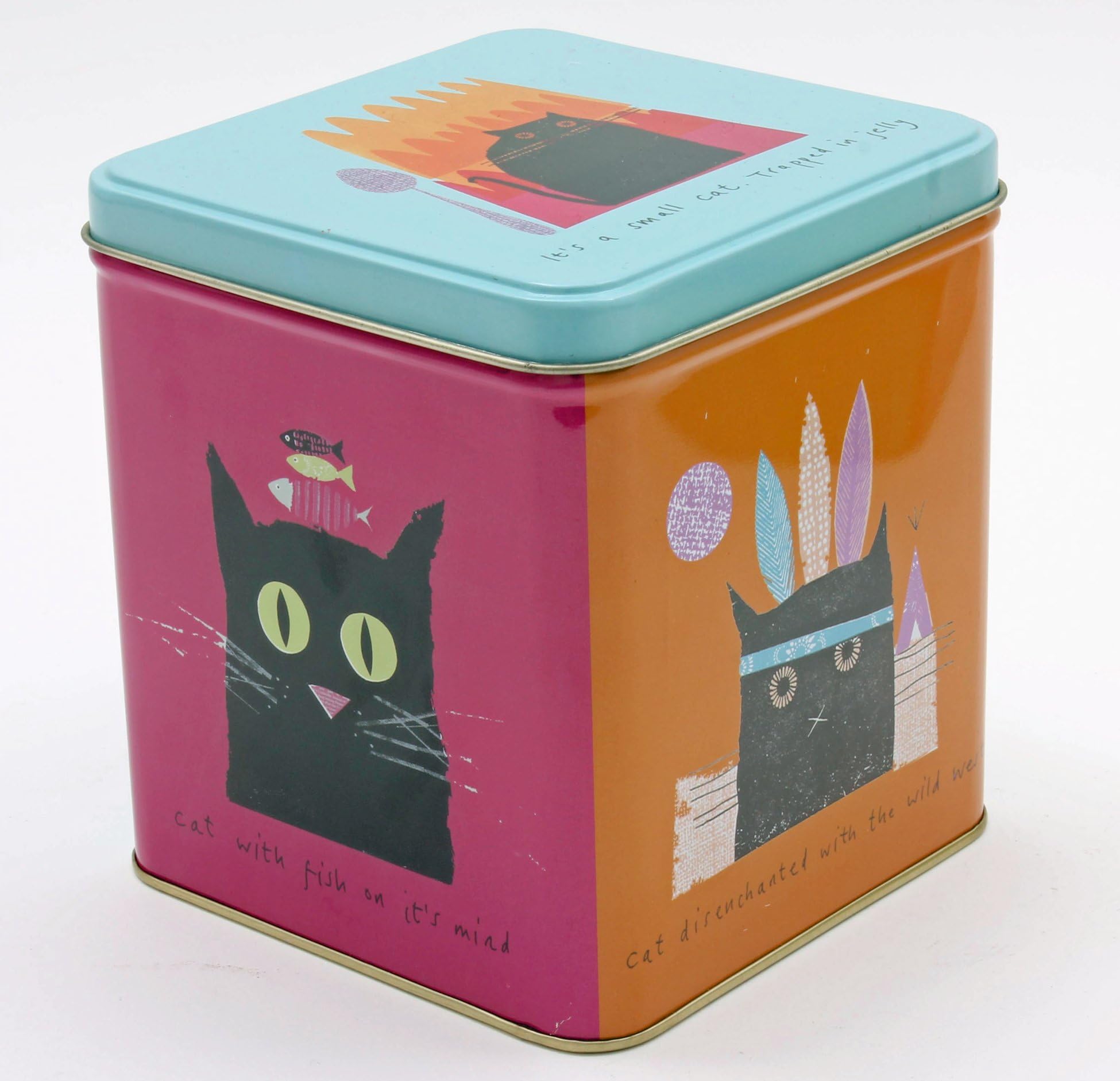 Jane Ormes CAT Store TIN, Tinplate, Multi-Colour, 11x11x12 cm