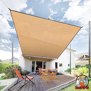 HIPPO Shade Sail with Polyester Band Affordable & Premium 150 GSM Sun Shade UV Block for Outdoor Car Parking (Beige, 9.5FT... Price In India