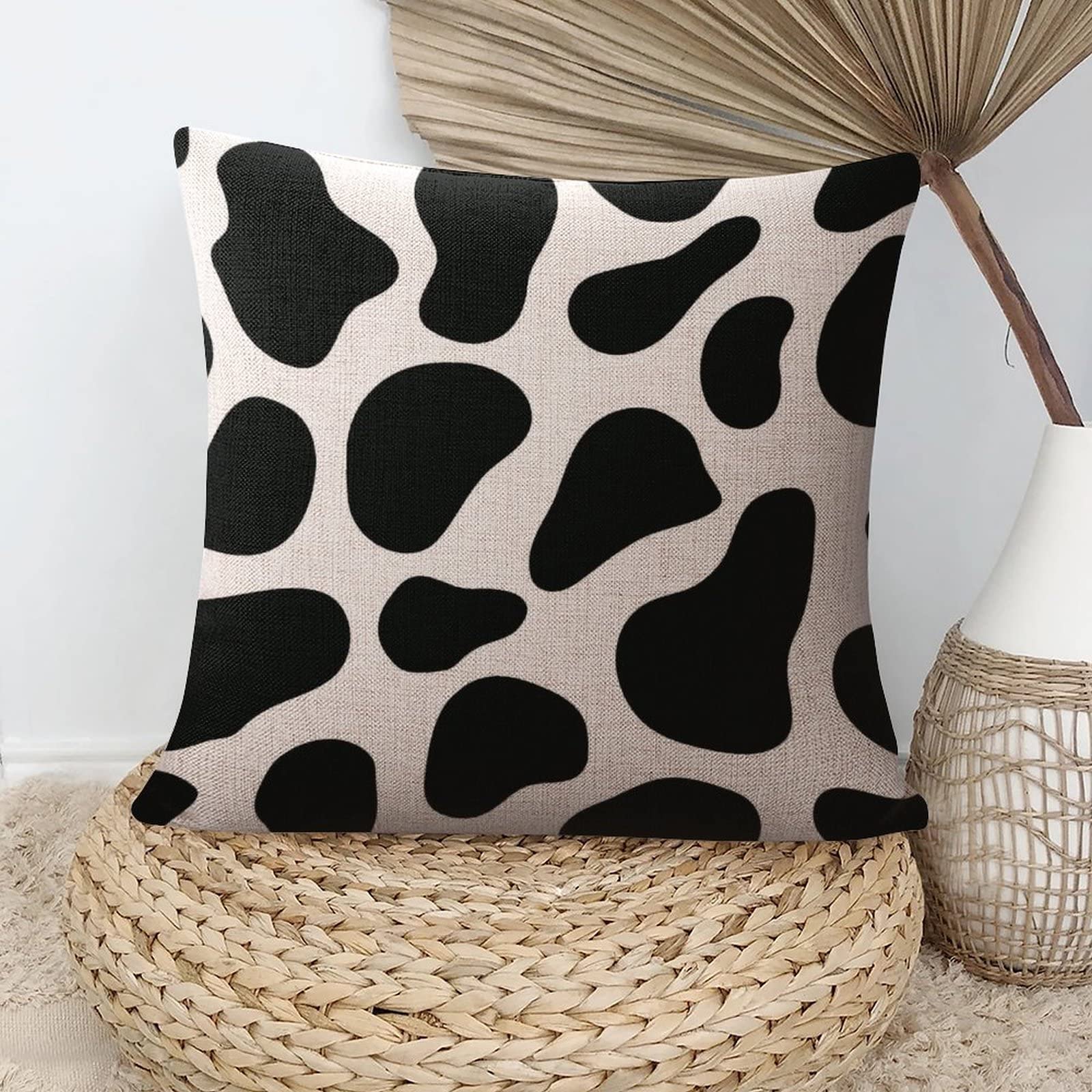 Federa per cuscino moderna 40,6 x 40,6 cm, motivo pelle di animale, decorazione della casa, motivo mucca, federa per cuscino in lino, per camera da letto e ufficio