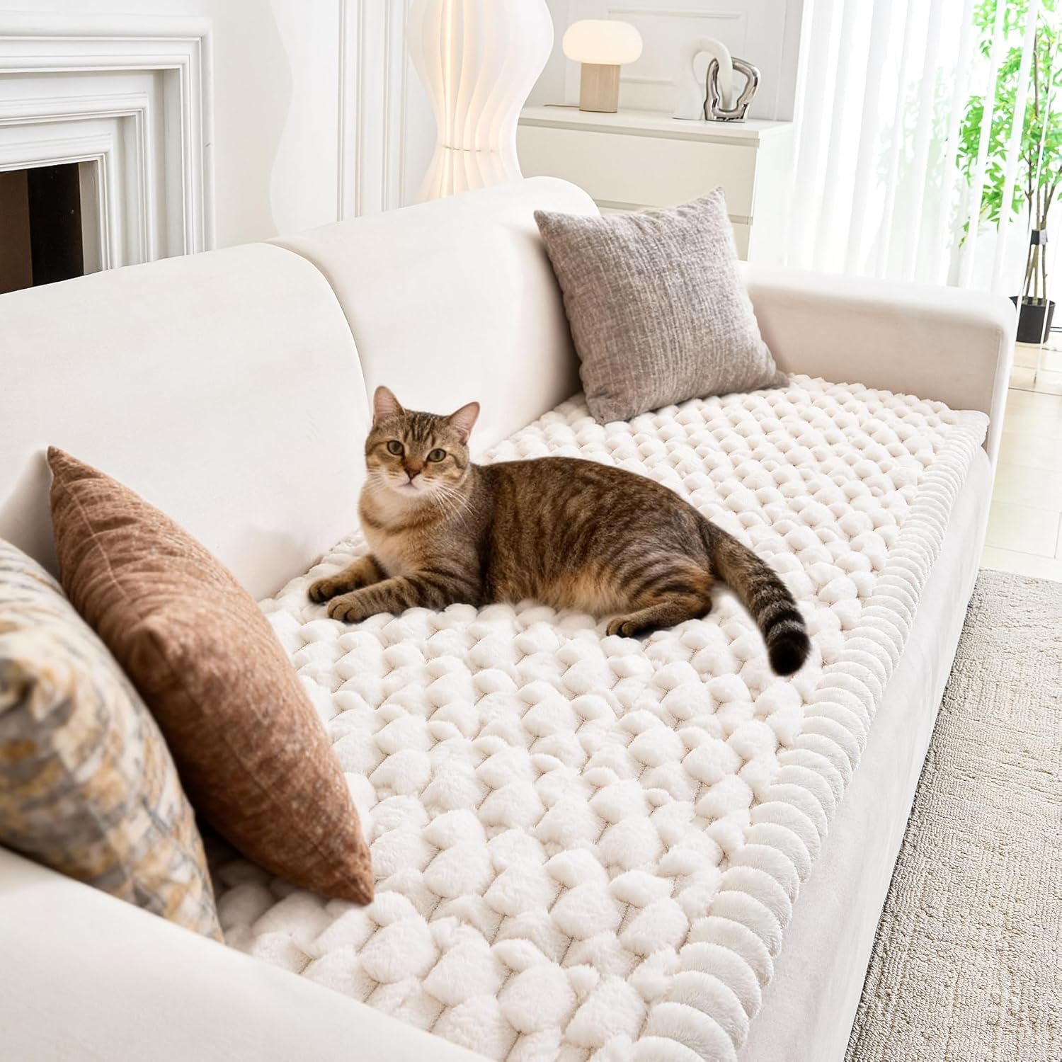 Plush Couch Cover for Dogs – Non Slip Pet Sofa Protector, Ultra Soft Washable Couch Cover for Pets, Anti-Slip Backing Furniture Protector for Cats & Dogs, Fits Standard & L-Shape Sofas (3 Sizes)