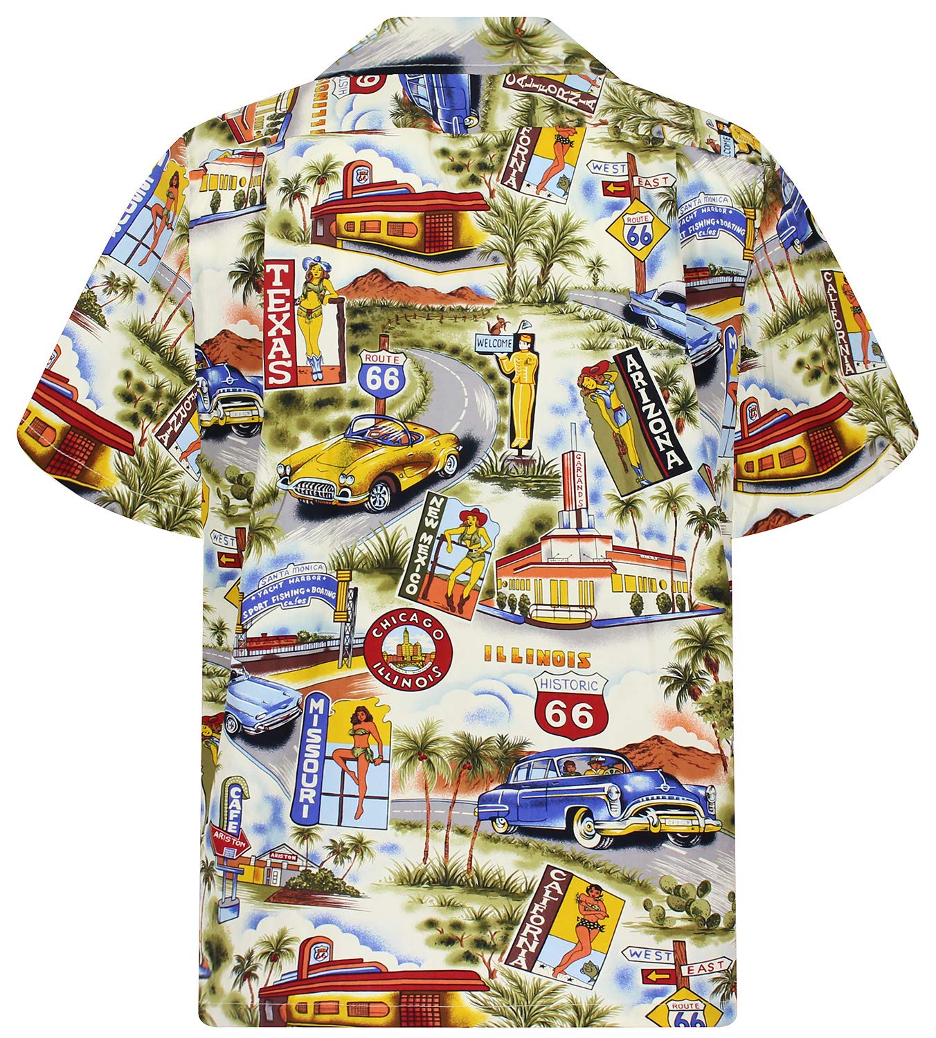 P.L.A. Pacific Legend | Camicia Hawaiana Originale | per Uomo | S - 4XL | Manica Corta | Tasca Anteriore | Hawaiian-Stampa | Car Street Designs, Beige, 4XL