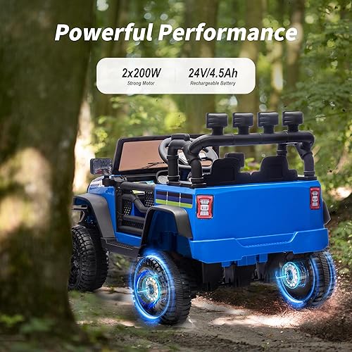 Miniatura 4 de Vehículos eléctricos para niños de 24 V, camión de juguete para niños pequeños de 3 a 5 años con control remoto, motor de 400 W, color azul