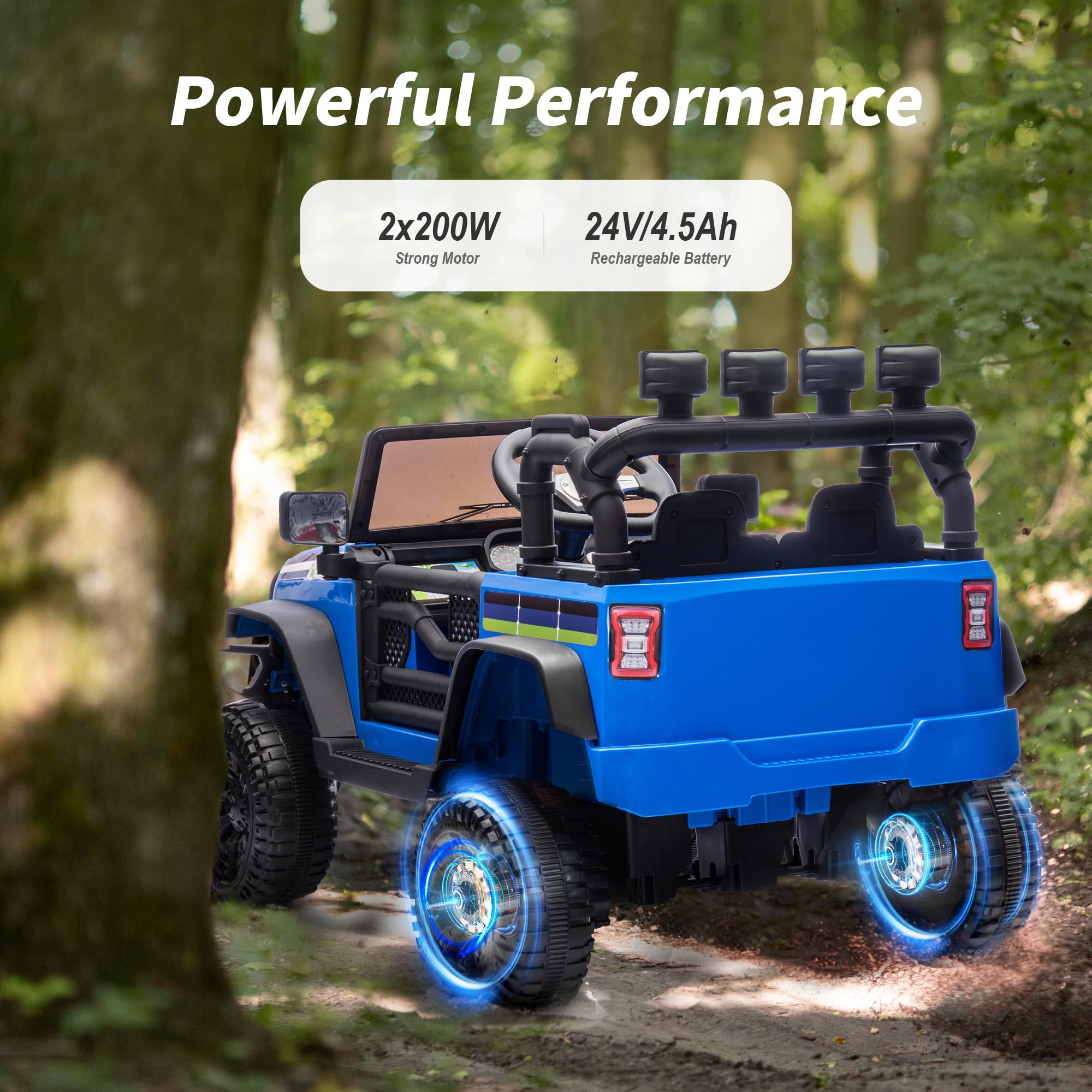 24V Ride on Toy Car, Kids Electric Vehicle 24 Volt Kids Ride on Car w/Remote Control, 3 Speeds – Blue