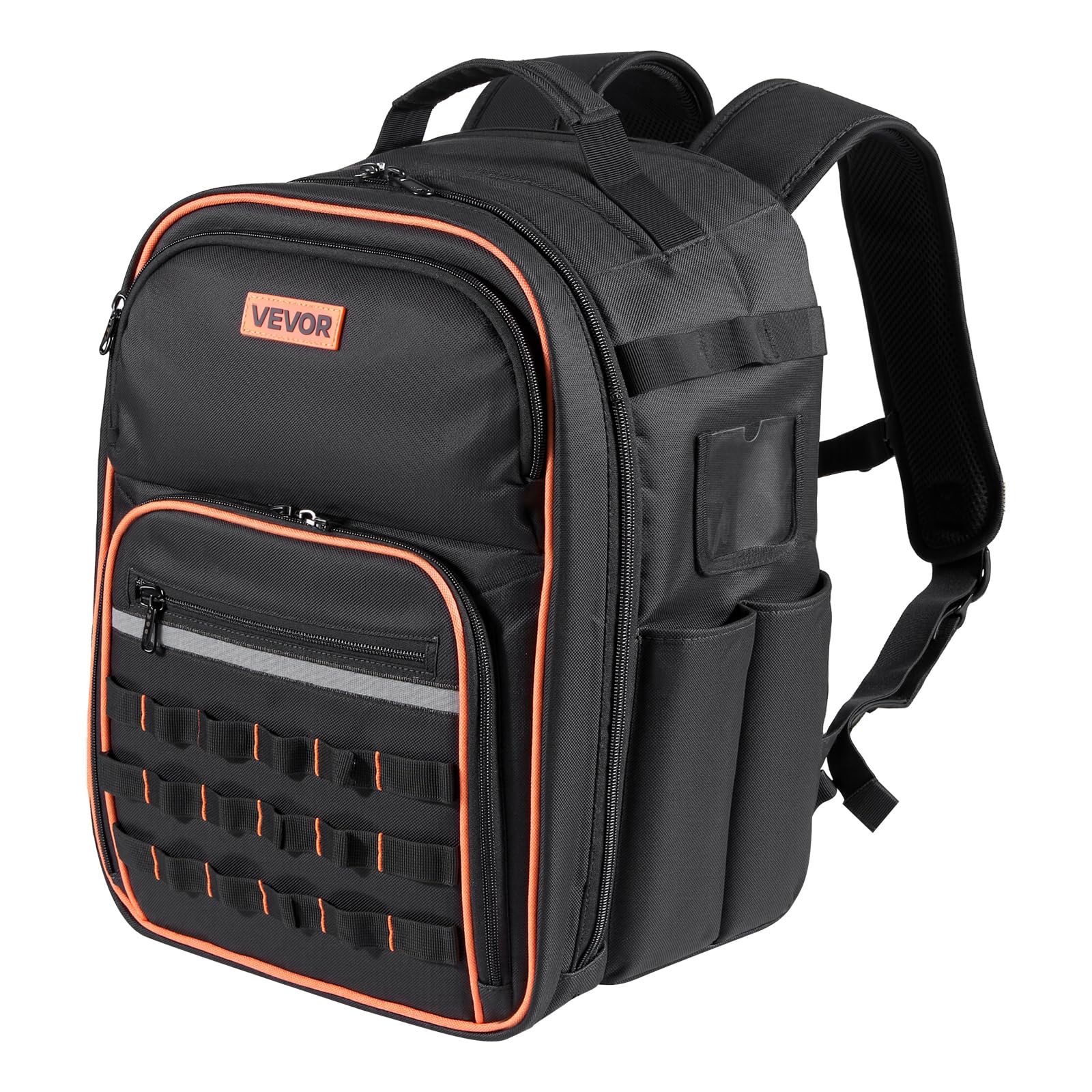 VEVOR Zaino Portautensili, 49 Tasche, Organizzatore per Attrezzi Pesanti, Zaino da Lavoro con Scomparto per Laptop e Base in Tessuto, Borsa da Cantiere per Elettricisti, Riparatori e Tecnici HVAC