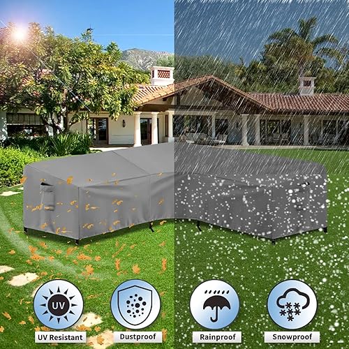 Miniatura 6 de PureFit Funda de sofá modular para exteriores, impermeable, en forma de V, para patio, terraza, césped y patio trasero, 89 x 89 pulgadas, gris