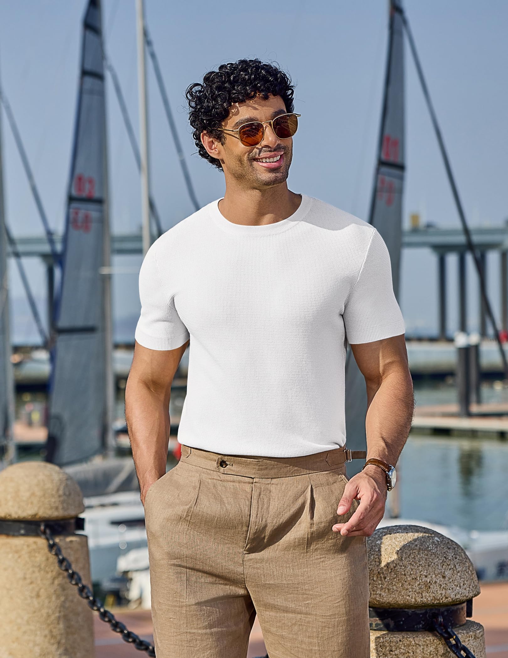 COOFANDY T-Shirt da Uomo Maglietta A Maniche Corte Maglia A Collo Rotondo Maglie Maglia Regolare