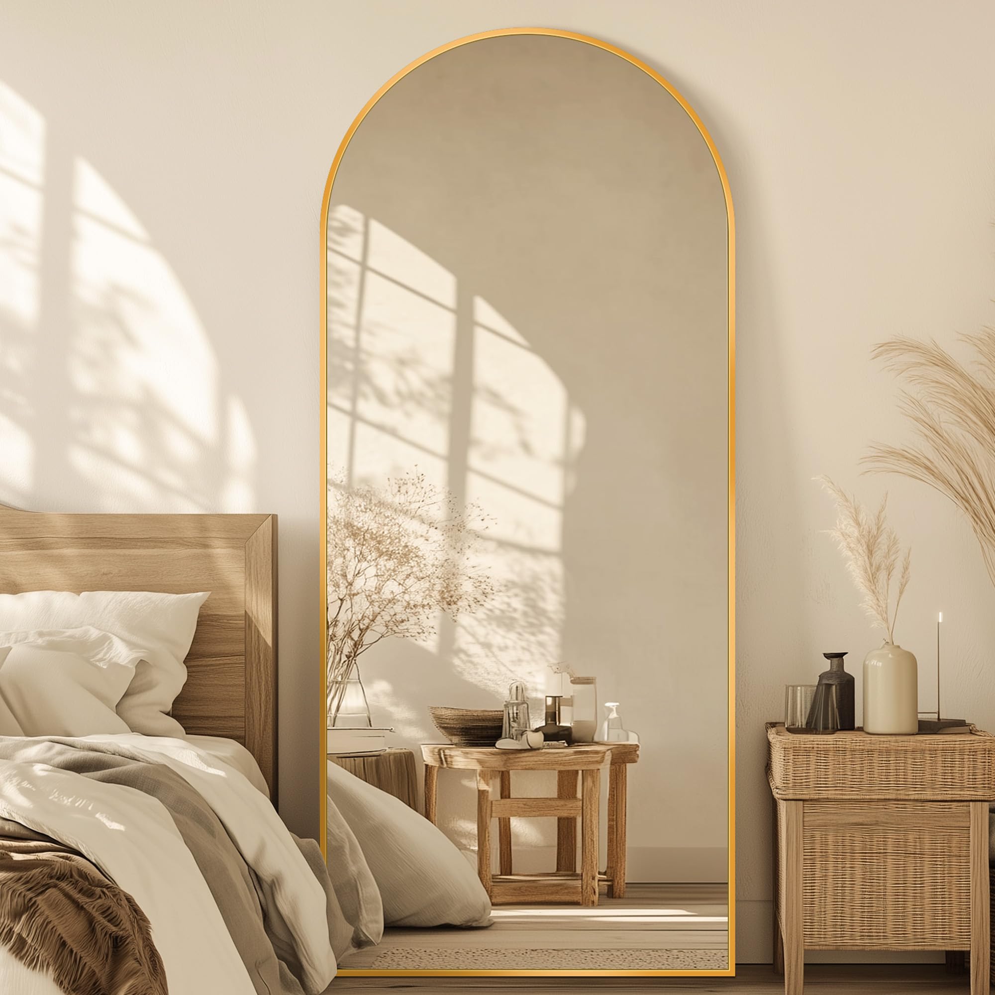 Homsion Full Length Mirror, 71"x28" Oversized Arched Mirror Large Standing Mirrors, Tall Mirrors Body Floor Mirror for Bedroom Living Room Aluminum