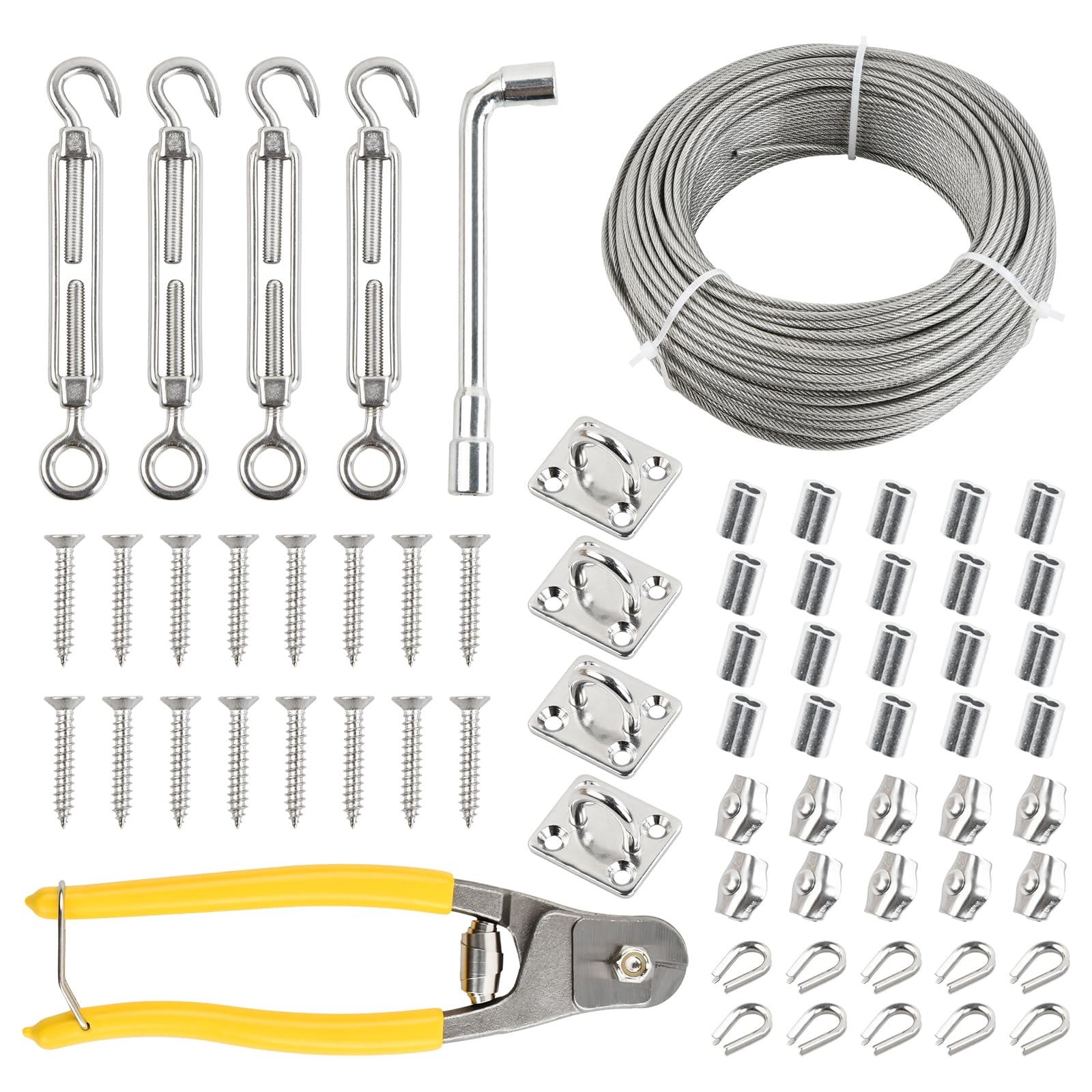 Cavo Acciaio Inox 2 Mm 50 M - Fune Metallica 7x7 Con Morsetti Per Fai Da Te