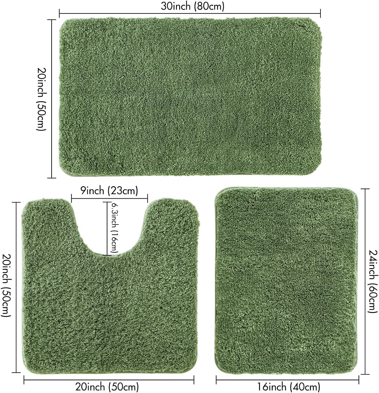 MIULEE Tapis Salle de Bain 1 Pièce Absorbant Antidérapant en Haute Hygroscopicité Fourrure Tapis d'Entrée pour la Douche Super Doux pour Chambre à Coucher Entrée de Cuisine 70x120CM Vert Matcha